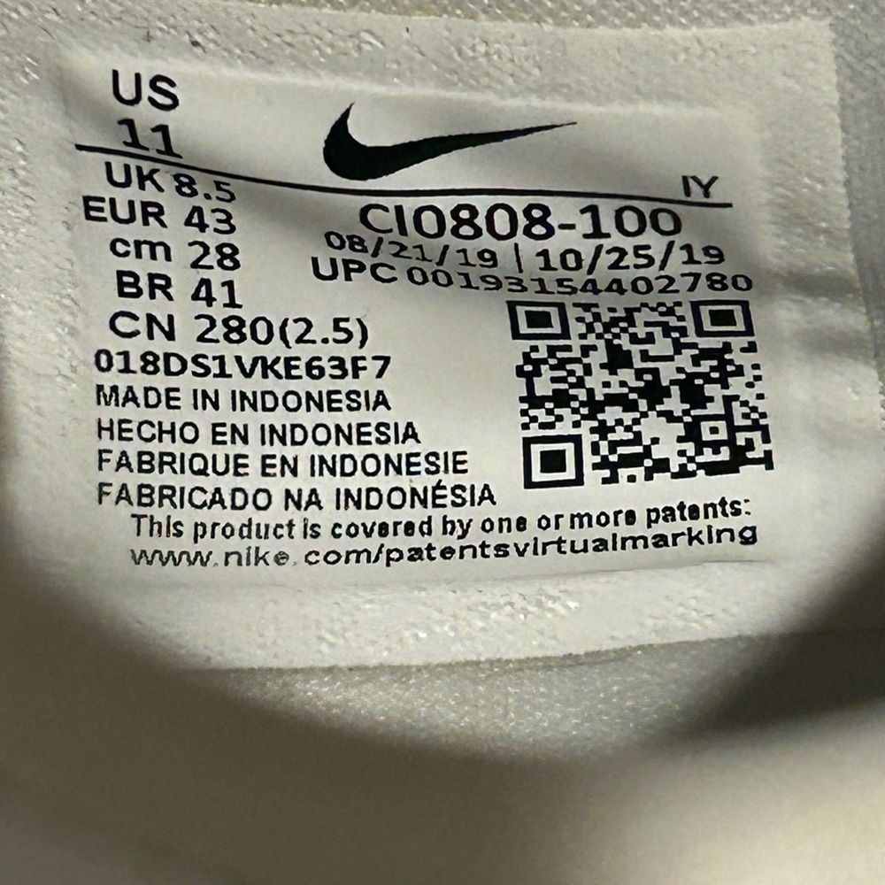 Nike Women White Orange CI0808-100 Court Blanc Athletic Sneakers Shoes Size 11 - Picture 6 of 9